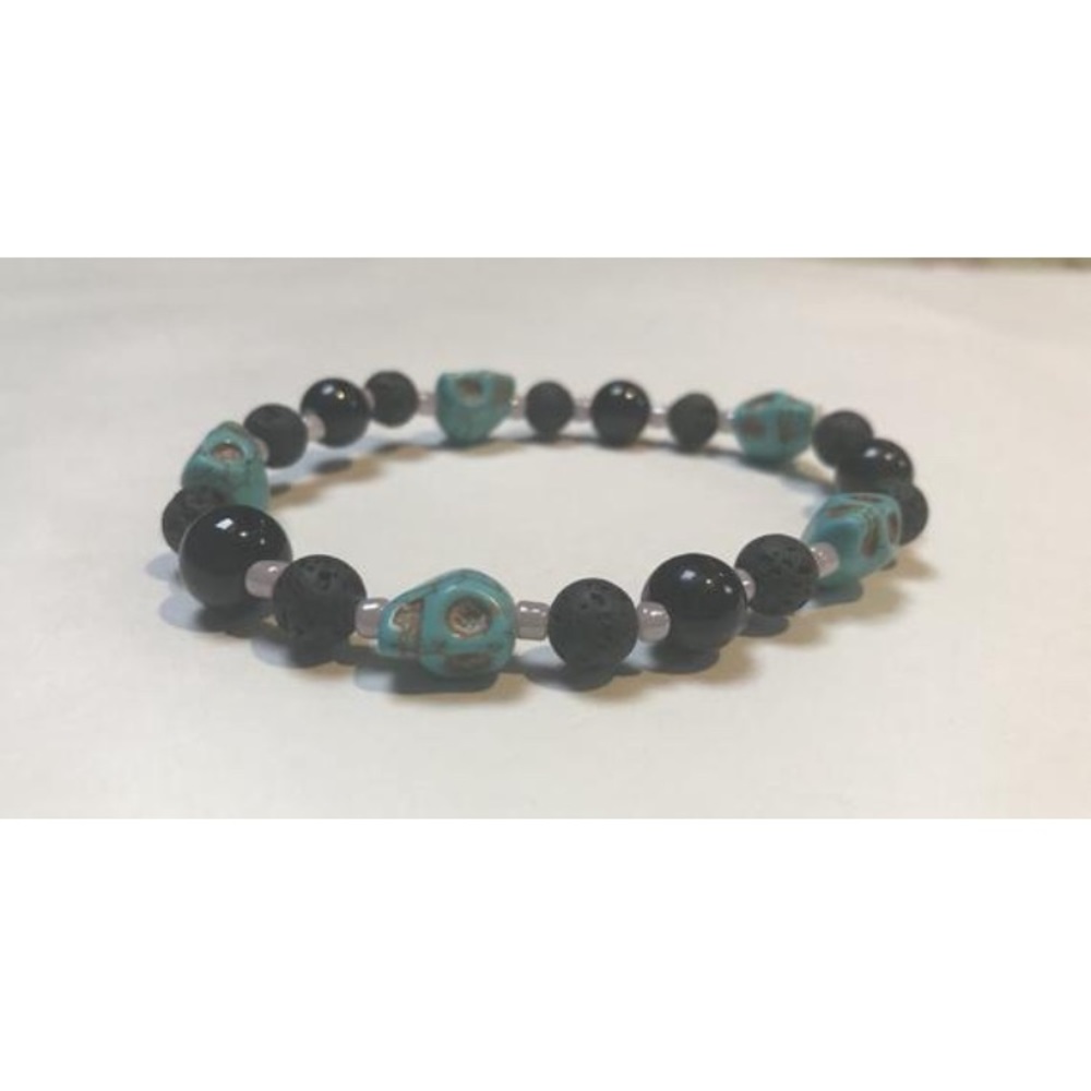 Blue Skull Bracelet, Handmade, Wrist, Ankle